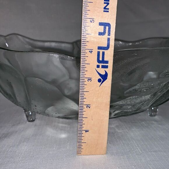 Vintage Glass Punch Bowl Clear Glass Fruit Footed Oblong Poppy Flowers Servwear - Picture 8 of 9